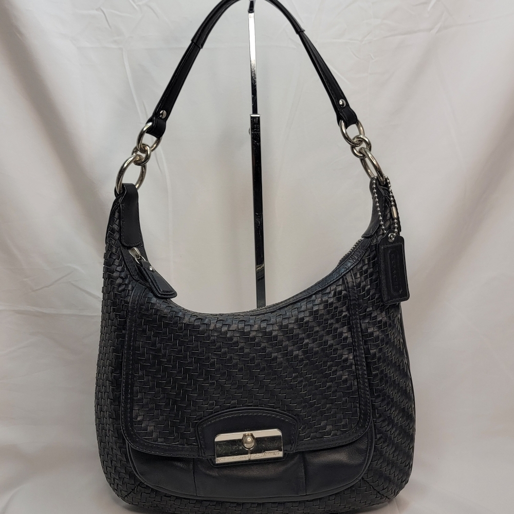 RARE Coach Woven Leather Hobo Bag
